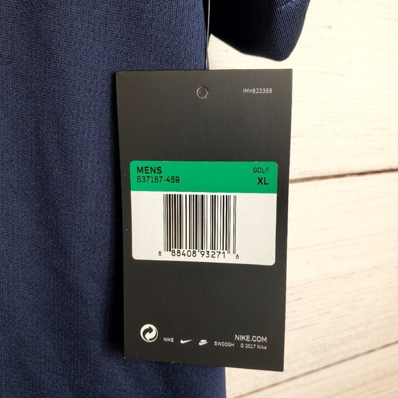 Nike Golf Dri-Fit Vertical Mesh Polo Shirt Mens Size XL Navy Short Sleeve NWT - Picture 6 of 10